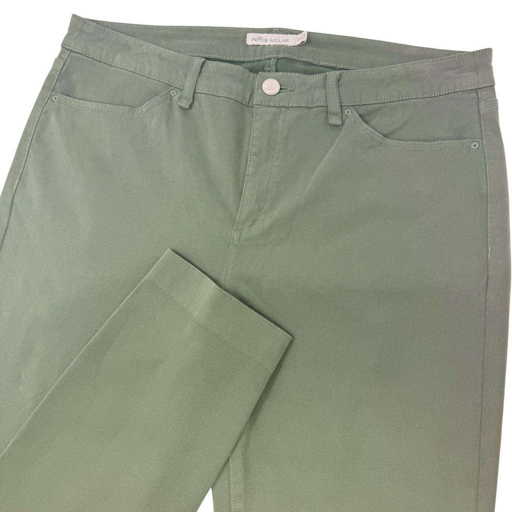 Peter Millar Womens Size 12 Sage Green Slim 5-Pocket Pants Cotton Modal